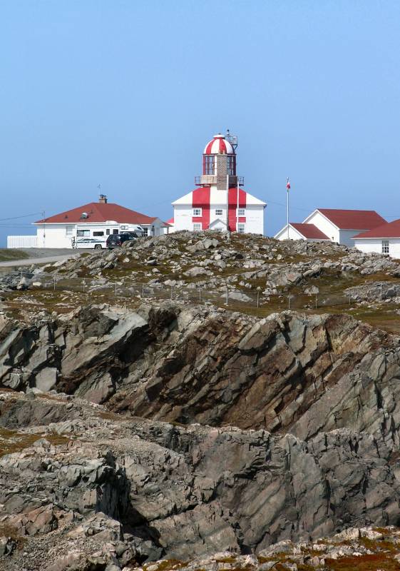 AroundNL-1 Bonavista Lighthouse a little closer. All Canadian lighthouses are painted red and white.