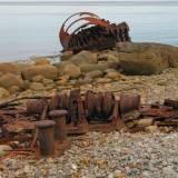 AroundNL-47 The SS. Ethie ran ashore in December of 1919. Parts of her boiler, engine, windlass and deck fittings remain.